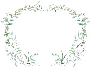 Fototapeta premium Watercolor greenery frame