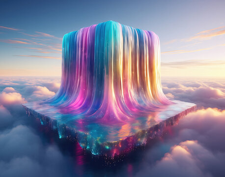 fantasy landscape with clouds and sun