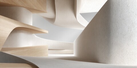 Modern Organic Architectural Interior with Curved Walls and Natural Light