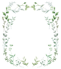 Naklejka premium Watercolor greenery frame