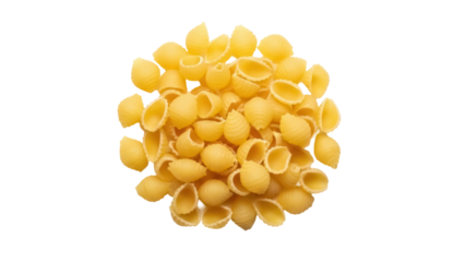 Conchiglie pasta isolated PNG on transparent background, small shell shaped pasta for Italian cuisine and food design