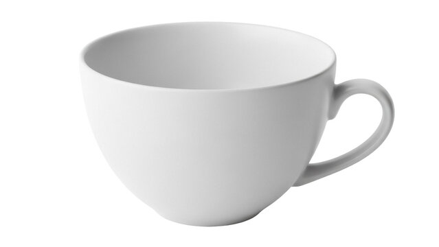 Elegant white ceramic teacup isolated PNG on transparent background, minimalist design for hot beverages and cozy moments