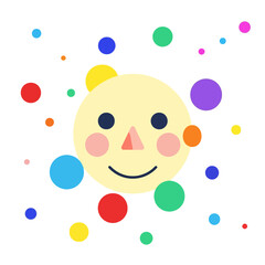 Happy Sun Face with Colorful Bubbles