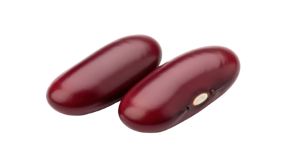 Two red kidney beans isolated PNG on transparent background, nutritious legume for healthy eating and vegetarian cuisine