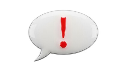 Speech bubble with exclamation mark isolated PNG on transparent background, attention sign for communication and alert messages