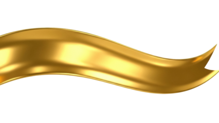 Golden ribbon banner isolated PNG on transparent background, elegant decorative element for awards and celebrations