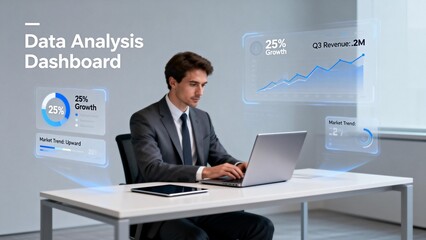 Businessman Analyzing Data on Laptop