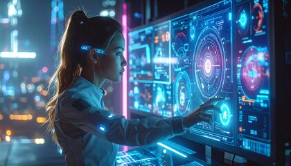 Person Using Advanced Digital Interface