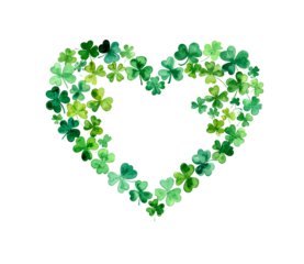 Lucky heart shaped clover arrangement for St. Patrick's Day on white Transparent background