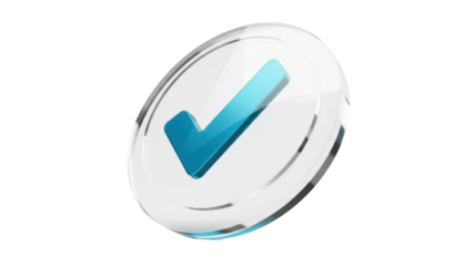 Blue check mark in a clear circle isolated PNG, symbol of approval and verification for user interface and graphic design projects