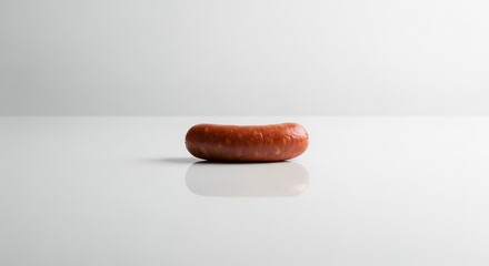 Isolated sausage on white surface with gradient background copy space