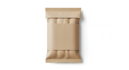 Kraft paper wrapped product package with blank label isolated on white