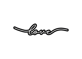 Obraz premium Love. Hand drawn typography word. Love with doodle heart. Print for tee, t-shirt, card, poster. Modern typography calligraphy script love text. Vector valentine day illustration.
