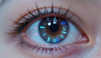 The Passage of Time Reflected in a Futuristic Human Eye.
