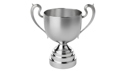 Shiny silver trophy cup isolated PNG, award prize for winning a competition on transparent background
