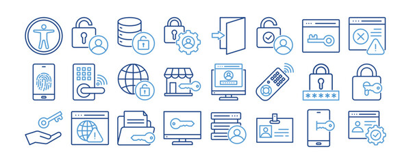 Accessibility icon collection set. Containing design Accessibility , Access Control, Data Access, Access Control, Log In