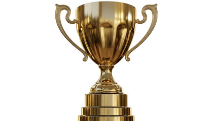 Golden trophy cup isolated PNG on transparent background, award prize for winning and achievement...