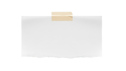 Blank paper note with adhesive tape PNG isolated on transparent background, memo message template for office and personal reminders