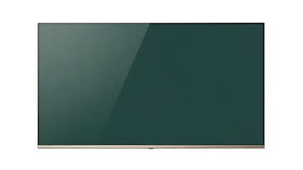 Modern dark green TV screen PNG isolated on transparent background, television set for home entertainment and media display