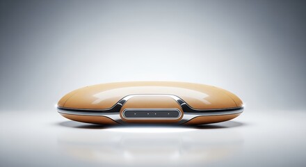 Modern abstract device design with metallic accents on a reflective surface