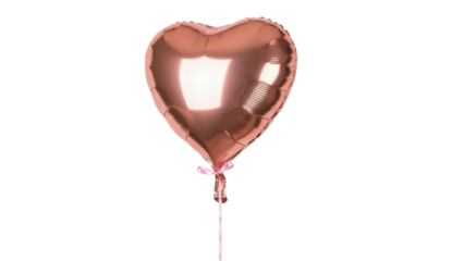 Rose gold heart balloon isolated PNG on transparent background, romantic love symbol for Valentine s Day and birthday celebrations