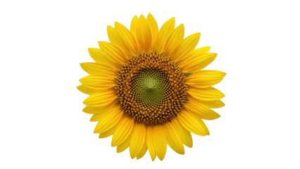 Vibrant yellow sunflower isolated PNG on transparent background, cheerful summer flower for design projects and botanical themes