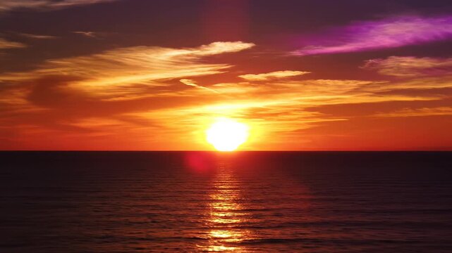 Sunset over the ocean with colorful sky