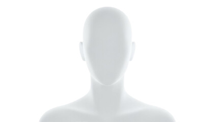 Mannequin head isolated PNG on transparent background, blank human head for design mockups and anatomical study, faceless model for presentations