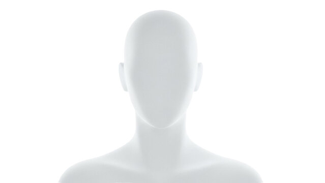 Mannequin head isolated PNG on transparent background, blank human head for design mockups and anatomical study, faceless model for presentations