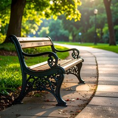 Park Bench Serenity - A Moment of Peace in Natures Embrace.