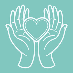Obraz premium Two Open Hands Gently Holding a Heart Symbol.