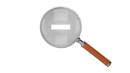 Magnifying glass with minus sign isolated PNG on transparent background, search tool for reduction and negative concepts