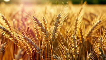 Golden wheat field in sunlight