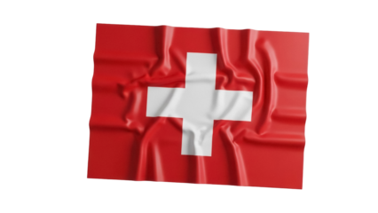 Waving Swiss flag PNG isolated on transparent background, national symbol of Switzerland for graphic design and patriotic projects
