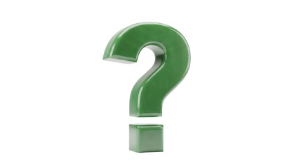 Green question mark PNG isolated on transparent background, symbol of uncertainty and inquiry for graphic design and educational materials