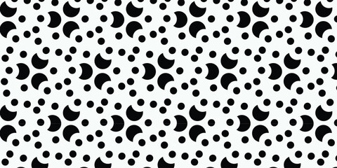 Fototapeta premium Monochromatic Abstract Geometric Pattern with Crescents and Dots
