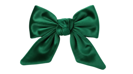 Elegant emerald green velvet bow tie isolated PNG, classic formal wear accessory for special occasions and festive events on transparent background