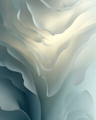 A blue and white abstract painting with a lot of curves