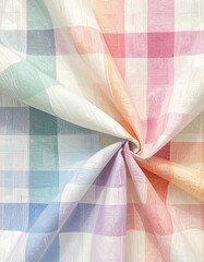 Pastel Plaid Fabric Swirl - A Soft and Colorful Textile Texture.