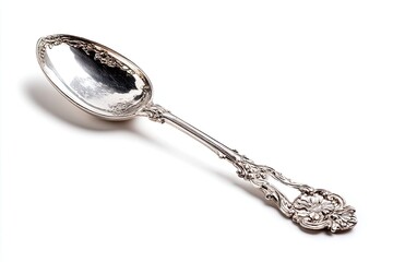 Vintage Silver Spoon On White Background