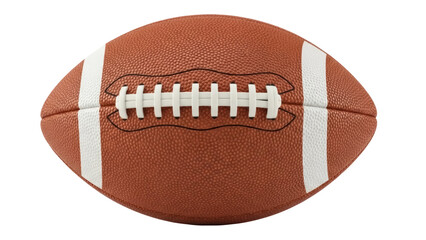 American football PNG isolated on transparent background, brown leather ball with white stripes for sports and game design use