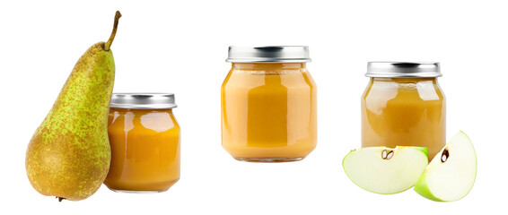 Baby puree isolated on transparent background. PNG format