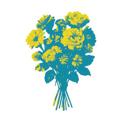 Fototapeta premium PNG Vibrant floral bouquet illustration