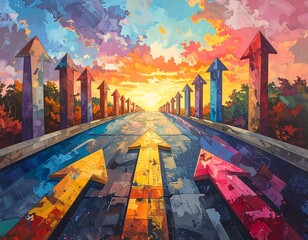 Pathway to Success - Arrows Guiding the Way Forward.