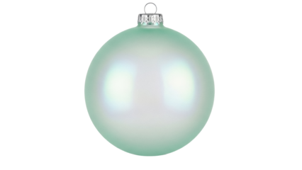 Light green Christmas ball isolated PNG, festive bauble for holiday decoration and design projects on transparent background