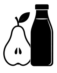Pear and Juice - A Simple, Healthy Beverage Illustration.