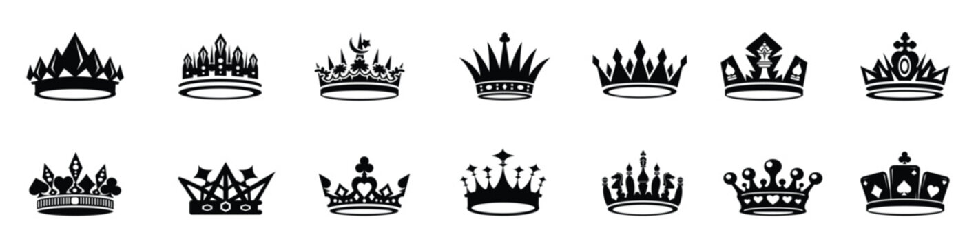 Crown king mega icon set  Crown icon set Crown icons set. Crown symbol collection. Vector illustration