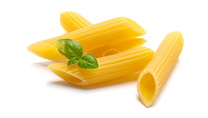 Penne Pasta with Basil - A Close-Up of Italian Cuisine.