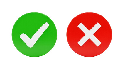 Green check mark and red cross mark isolated PNG, right and wrong choice symbols on transparent background, approval and rejection icons © Nicolae