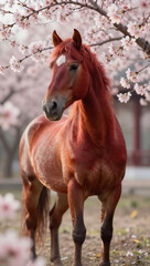 Fototapeta premium Tranquil Spirit: Blossom Horse New Year 2026